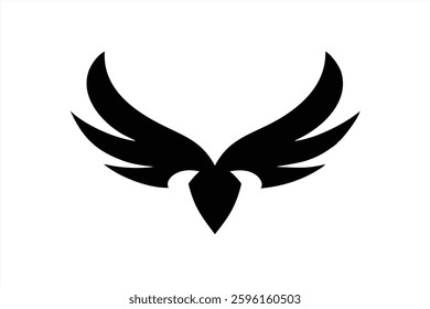 A striking vector illustration displaying a bold black silhouette of a bird in flight. The design features elegantly curved wings that create a graceful appearance, symbolizing freedom.