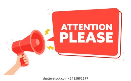 Striking Vector Illustration of Hand Holding Megaphone with Attention Please Announcement