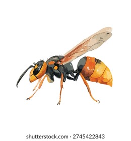 Striking vector illustration of a hornet or wasp, ideal for educational content, pest control, or nature-themed graphic design projects.