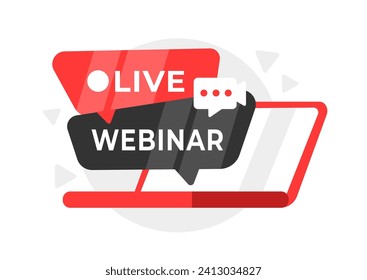 Beeindruckende Vektorgrafik eines Live-Webinar-Konzepts mit Sprachblasen, perfekt für Online-Bildungsveranstaltungen und interaktive E-Learning-Sitzungen