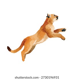 Beeindruckende Vektorgrafik eines mächtigen Cougar-Mittelsprungs, perfekt für Tierwelt, Sport oder Designs zum Thema Natur. Isoliert für einfache Integration.
