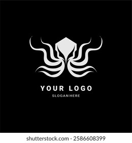 A striking vector logo featuring a cybernetic octopus with flowing tentacles. Perfect for tech brands, esports, AI, or aquatic-themed businesses. Modern, sleek, and bold design.