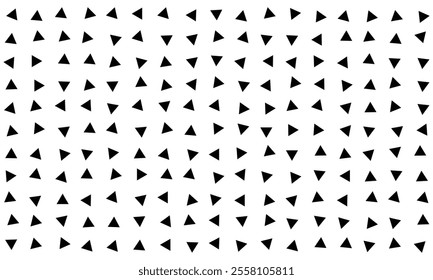 A striking vector pattern featuring countless black triangles uniformly arranged on a clean white background, creating a bold yet minimalist aesthetic for versatile design use.