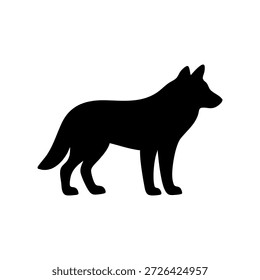 A striking vector silhouette of a wolf, ideal for various design applications including logos, branding, and creative projects. This minimalist and elegant depiction of a wolf adds a unique touch to any artwork