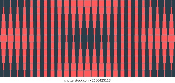 Striking vertical grid design with a narrowing perspective effect red black vector wide abstract background. Graphical abstraction for futuristic tech backgrounds, data visualizations, digital designs