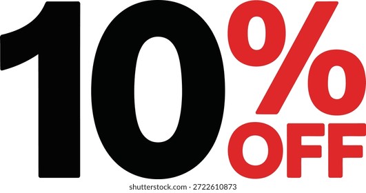 Un visual llamativo de texto "10% OFF", diseñado para promociones, ventas y campañas de marketing minorista.