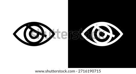 A striking visual contrast eyes with a central circle and slash symbol