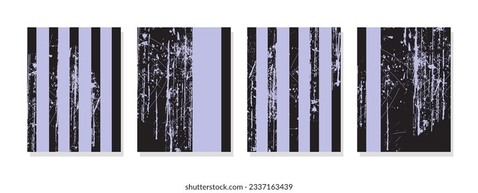 Auffallende visuelle Darstellung von schwarz-violetten Streifen in symmetrischer Anordnung auf sauberem weißem Hintergrund. Engagierte und moderne Komposition