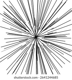 Striking visual of divergent lines spreading from a core, evoking speed, impact, or expansion. This graphic can represent burst, data flow, or starburst effects in various creative projects