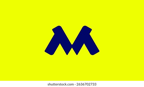 A striking visual featuring a stylized letter 'M' in bold navy blue against a vibrant yellow background. This impactful design is perfect for branding, logos, or modern graphic projects.