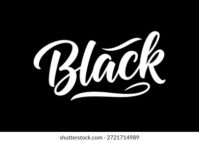 Um visual impressionante com a palavra Black renderizada em elegante caligrafia branca, em um fundo preto forte.