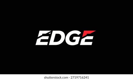 A striking visual featuring the word 'EDGE' in bold white typography, accentuated by a sharp red graphic element. The design is set against a deep