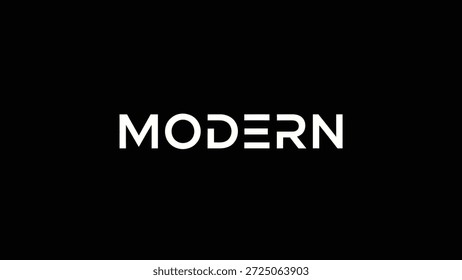 Un visual llamativo que presenta la palabra 'MODERNO' en una fuente sans-serif blanca en negrita sobre un fondo negro profundo. Este diseño minimalista enfatiza la limpieza