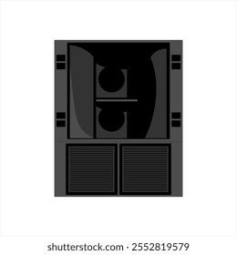 Eine eindrucksvolle visuelle Darstellung von zwei Hochleistungs-Audio-Lautsprechersystemen für eine überlegene Klangqualität bei jedem Ereignis. Elefantensprechervektor