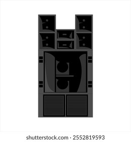 Eine eindrucksvolle visuelle Darstellung von zwei Hochleistungs-Audio-Lautsprechersystemen für eine überlegene Klangqualität bei jedem Ereignis. Elefantensprechervektor