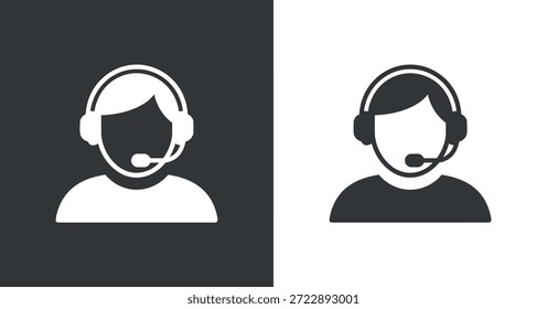 Eine eindrucksvolle visuelle Darstellung zeigt zwei verschiedene menschliche Kopfsilhouetten mit Headsets, die Kommunikation und Kundendienstkonzepte von hoher Qualität symbolisieren