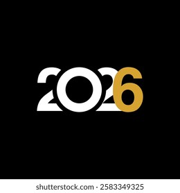 A striking visual representation of the year 2026, featuring bold white and gold typography against a deep black background, creating a contemporary and eye-catching look.