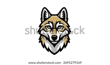A striking wolf head mascot logo featuring a detailed design, sharp lines, and an intense gaze, perfect for branding and graphic applications.