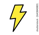 Striking yellow lightning bolt vector with bold electric energy – perfect for superhero icons, warning signs, or high-voltage themed designs.