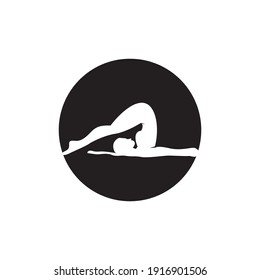 Striking yoga people silhouette logo vector illustration