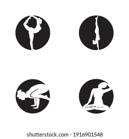 Striking yoga people silhouette logo vector illustration