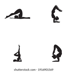 Striking yoga people silhouette logo vector illustration