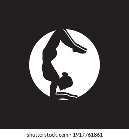 Striking yoga people silhouette logo vector illustration