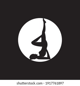 Striking yoga people silhouette logo vector illustration