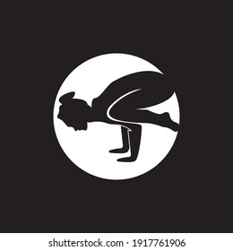 Striking yoga people silhouette logo vector illustration