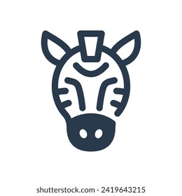 Striking Zebra Grazing in Jungle Vector Icon Illustration