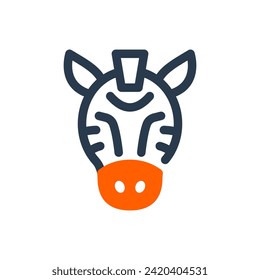 Striking Zebra Grazing in Jungle Vector Icon Illustration