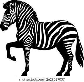Striking Zebra Silhouette A Majestic African Equine Illustration