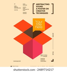Strikingly geometric poster design, ideal for creative events, featuring a bold color palette and structured typography that highlights innovative approaches.