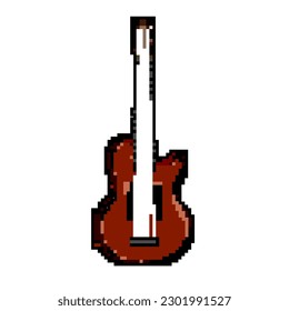 string acoustic guitar game pixel art retro vector. bit country music, instrument musician string acoustic guitar. old vintage illustration