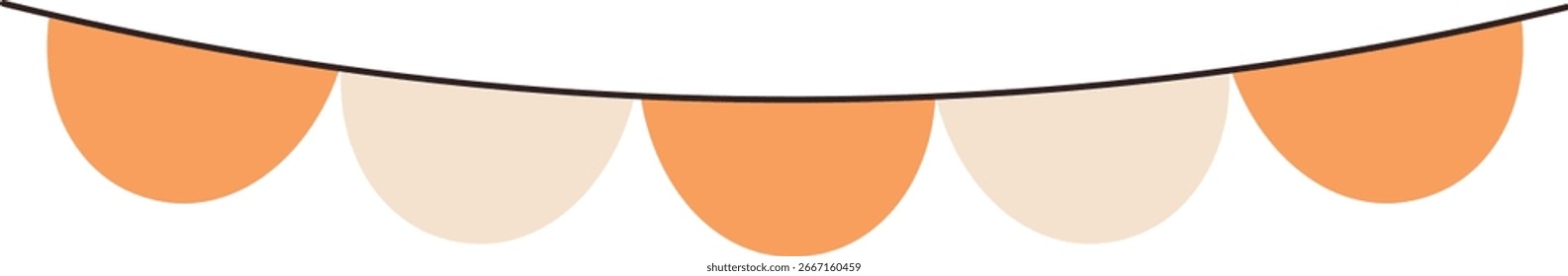 Una cadena de banderines de medio círculo alternados en un estilo de Vector limpio. El Anuncio presenta un patrón geométrico simple para la decoración. Ilustración vectorial de dibujos animados.