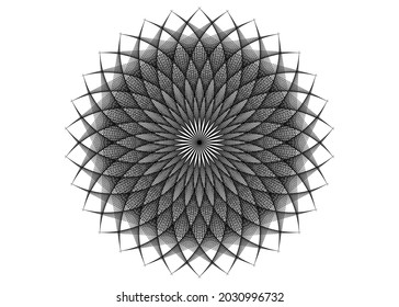 string art flower mandala, Seed of life symbol Sacred Geometry. Logo icon  Geometric mystic mandala of alchemy esoteric Flower. Vector black strings line art divine meditative amulet isolated on white