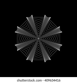 String art. Sacred geometry. Black background. Stock vector.