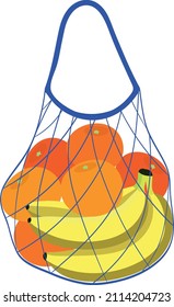 bolsa de cuerdas (bolsa ecológica) con frutas