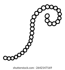 Cordas de contas. Vetor de rabiscar desenhado à mão. Conta redonda. Acessório do pescoço festivo. Carnaval agitou a decoração. Elemento de arte da linha da ilustração.