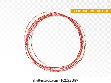 String beads realistic isolated. Decorative design element red bead.