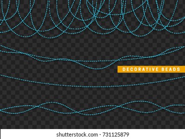 String beads realistic isolated. Decorative design element blue bead,