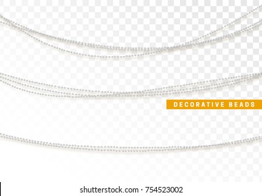 String beads realistic isolated. Decorative design element bead.