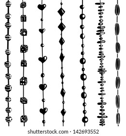 String of Beads Set Black and White Illustration. Beads on a string collection. Vector EPS8.