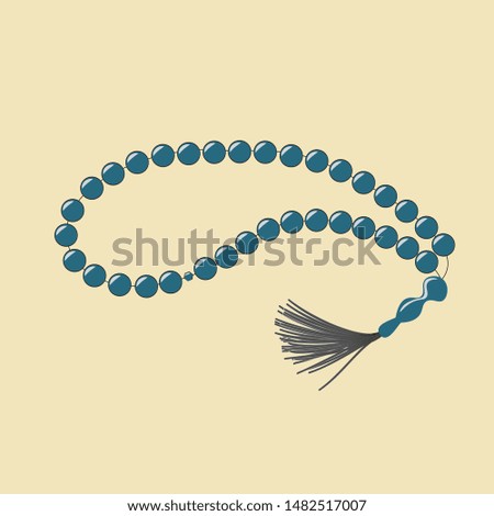 string of beads used by Muslims to keep track of counting in tasbih