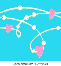 String with beads. Vector seamless pattern.
