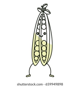 string bean fresh vegetable kawaii character