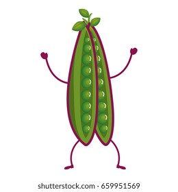 string bean fresh vegetable kawaii character