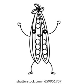 string bean fresh vegetable kawaii character