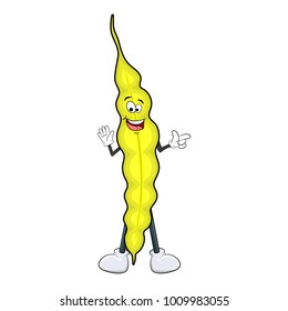 string bean  with smile isolated on white background