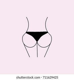 string bikini on the body illustration black on pink background